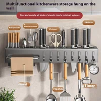 Support de Couteaux Mural Multifonction – Porte-Ustensiles avec Range-Baguettes Intégré 1