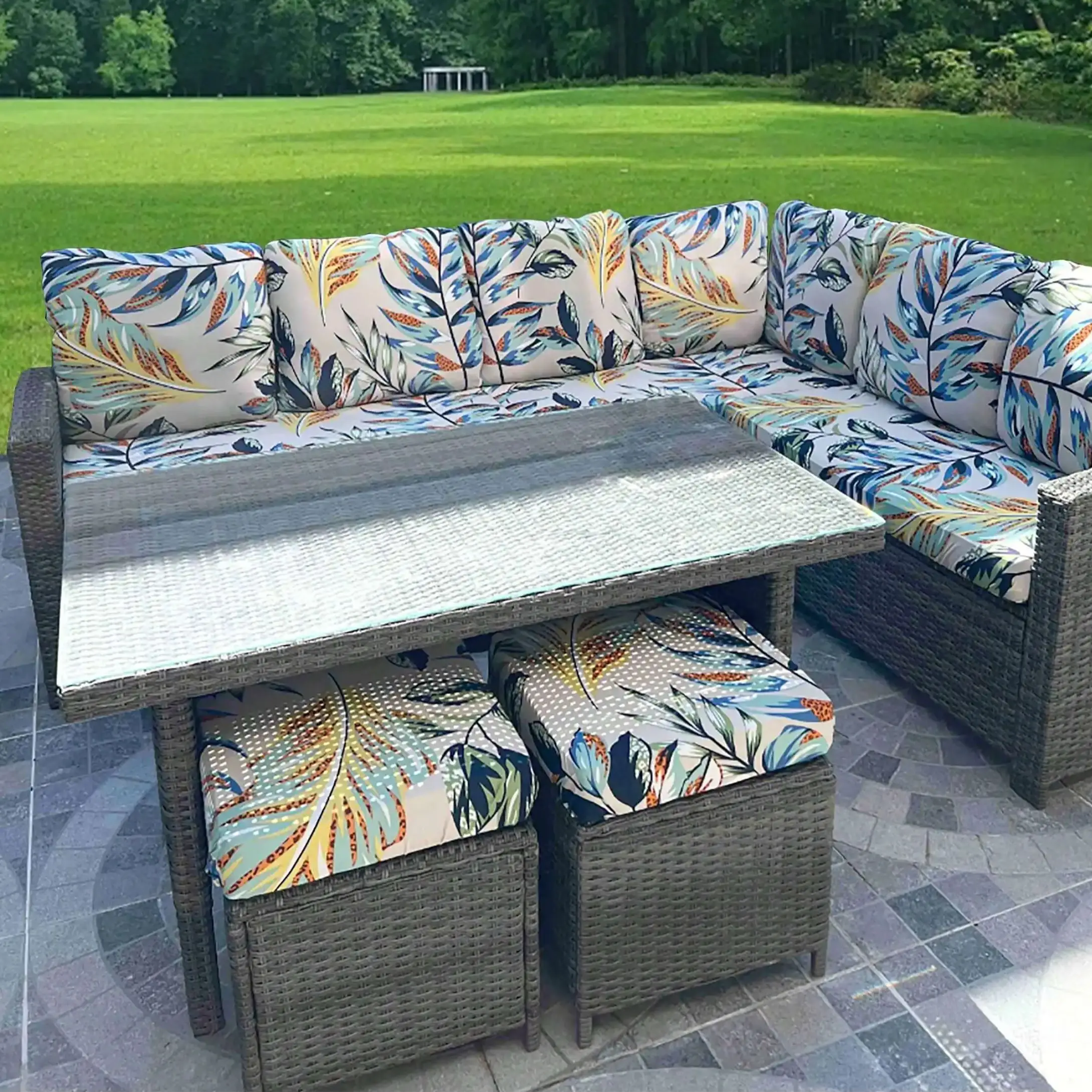 Outdoor Tropical Print Sofa Cushion Covers - Non-Slip Furniture Protectors, Replacement for Individual Seat Cushions 4