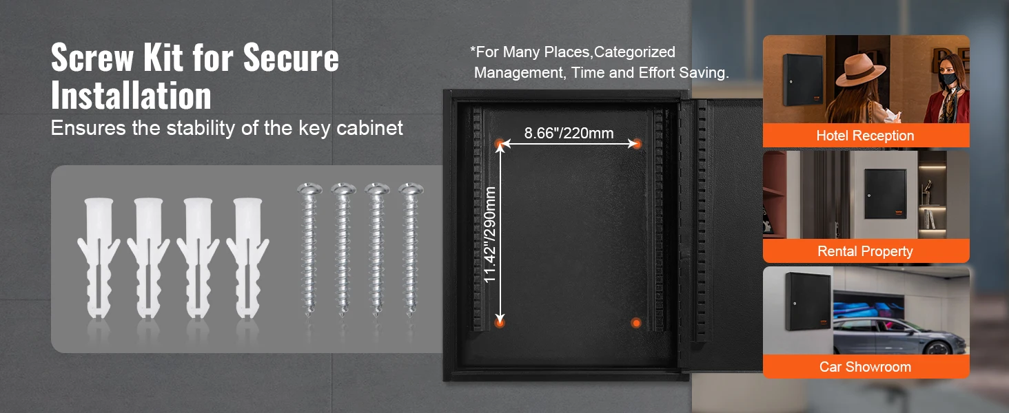 SucceBuy 48/100/200-Key Cabinet Key Lock Box W/ Adjustable Racks Security Key Storage Box Key Organizer for School Office Hotle