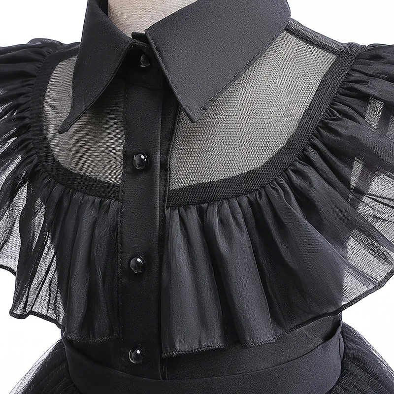 Girls Dress Baby Girl Dress Toddler Girl Halloween Cosplay Party Wednesday Addams Dress Carnival Performance Kids Fancy Baby Girl Black Goth Merlina Costume