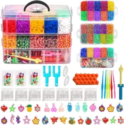 Loom Rubber Bands, 15000pcs Rubber Band Refill Kit In 26 Colors 6 Hooks, Loom Bands Bracelet Kit  Bracelet Making Kit