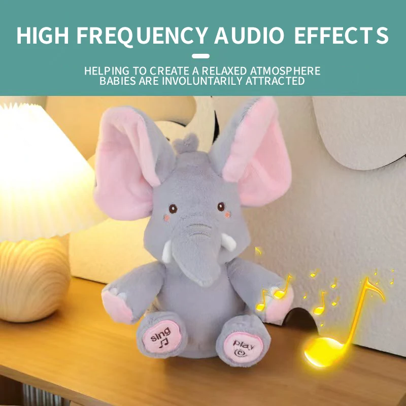 Animated Elephant Toys Plush Singing Elephant with Ears Moving Electric Plush Toy Cute Elephant Stuffed Animal Toy for Baby Gift 4