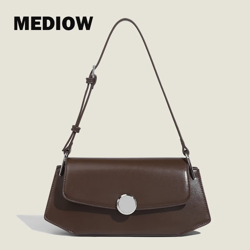 

MEDIOW Handbags For Women Luxury Designer Shoulder Underarm Bags And Purses 2023 New In Vintage PU Sheet Metal Decoration Small