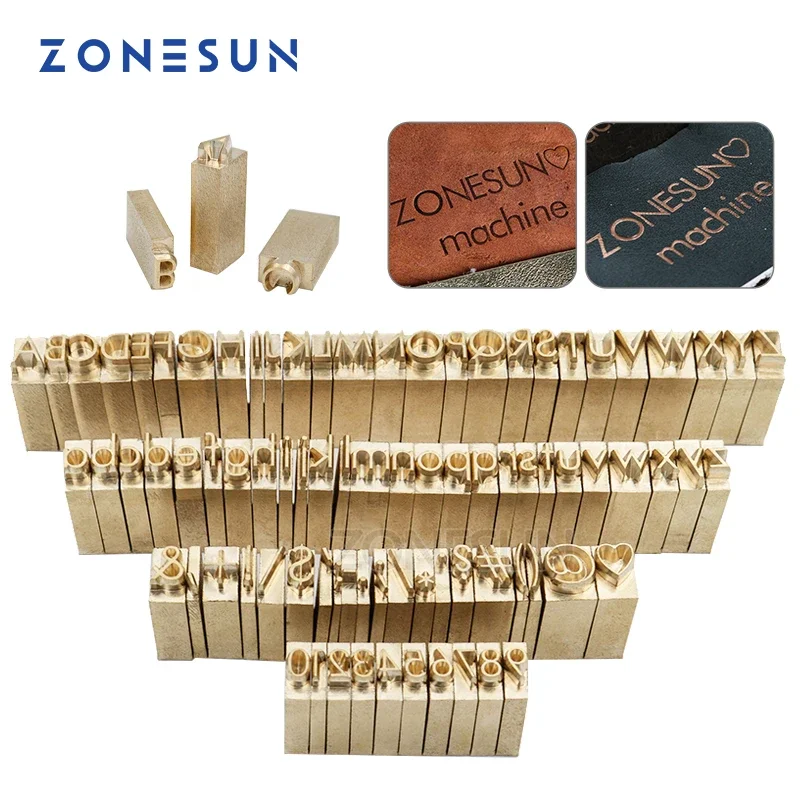 Zonesun molde de logotipo personalizado, cnc, flexível, letras de latão, molde de estampagem a quente, alfabeto de número, personalizado