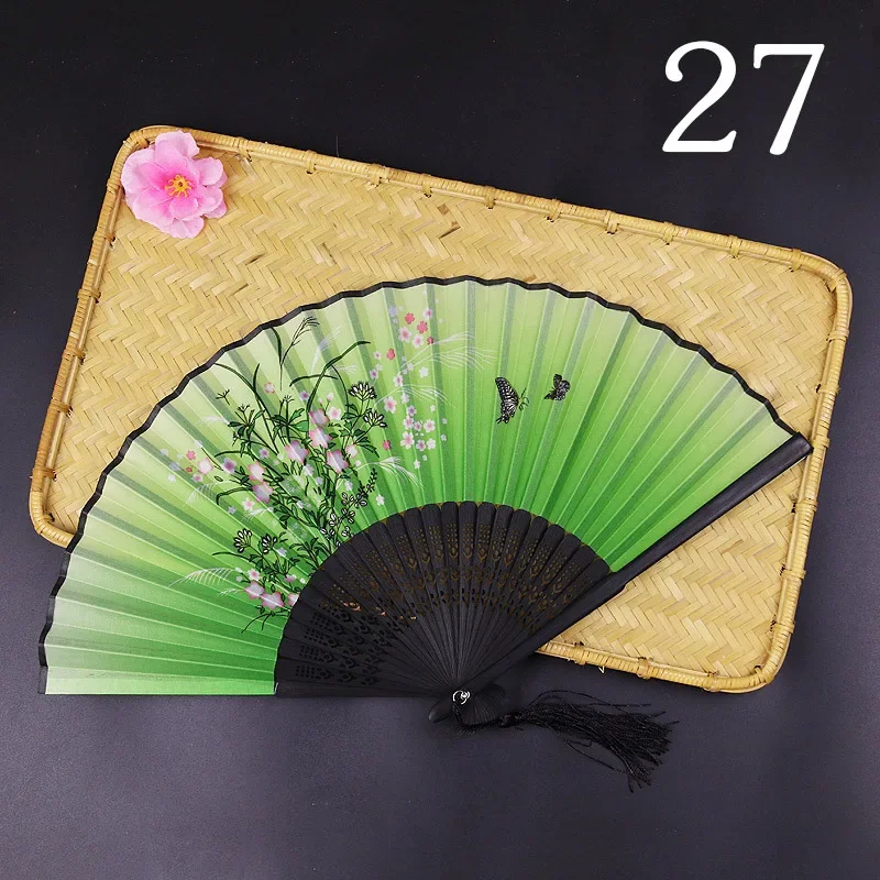 Folding Fan Vintage Style Chinese Craft Gift Hand Wedding Dance Party Manual For Girl Women Photo Props Home Decoration