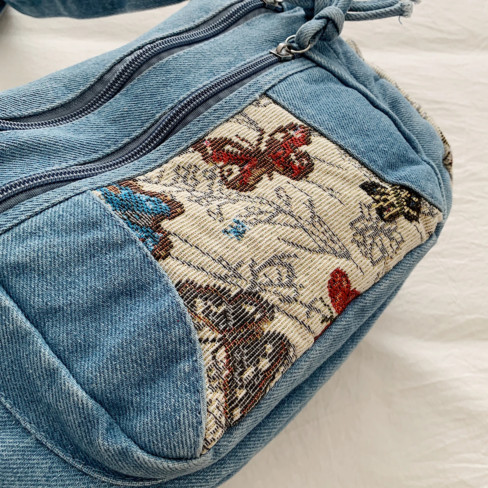 Denim Shoulder Bag Large Tote Bag with Adjustable Strap Crossbody Bag for Women Work Shopping Travel