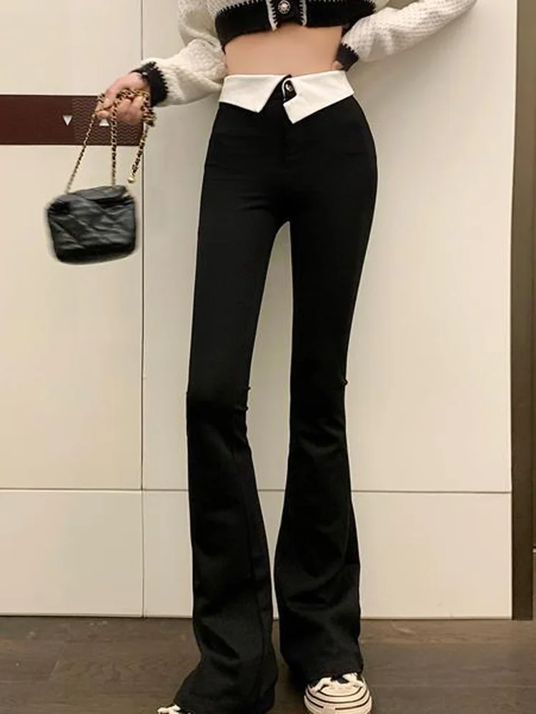 

Vintage Fashion High Waist Flare Pants For Womens Streetwear Trousers 2023 Autumn Casual Long Pants Female Clothes