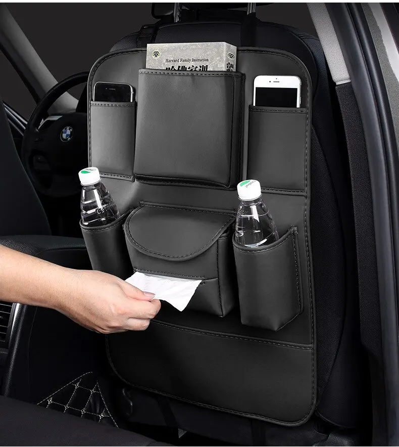 Leather Car Seat Back Organizer | Premium Storage Solutions