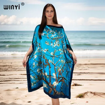 WINYI NEW Summer african dress boho print beach wear women 2024 Loose Femme Robe Muslim beach cover ups فساتين طويلة vestidos 1