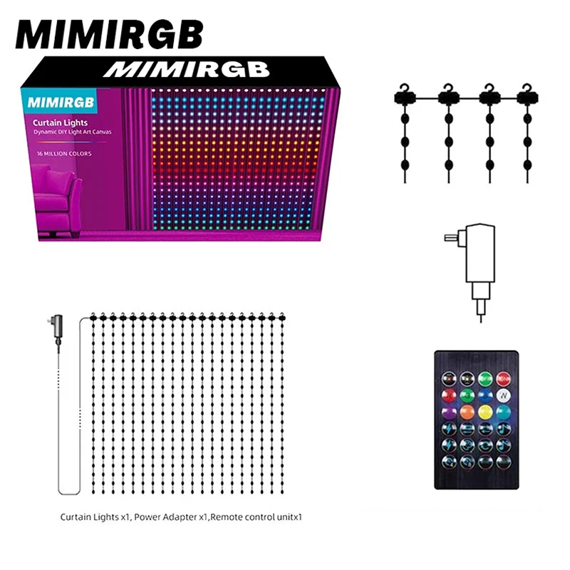 Смарт-занавески APP RGB, цветные лампы 300/200, светодиодные занавески с музыкой и синхронизацией, шторы на окна светильник, праздничные двери и уличные украшения