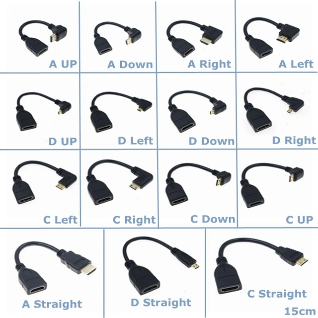 Short 90 degree Left Right UP Down angle HDMI-compatible Cable Double HDTV  Line Male to