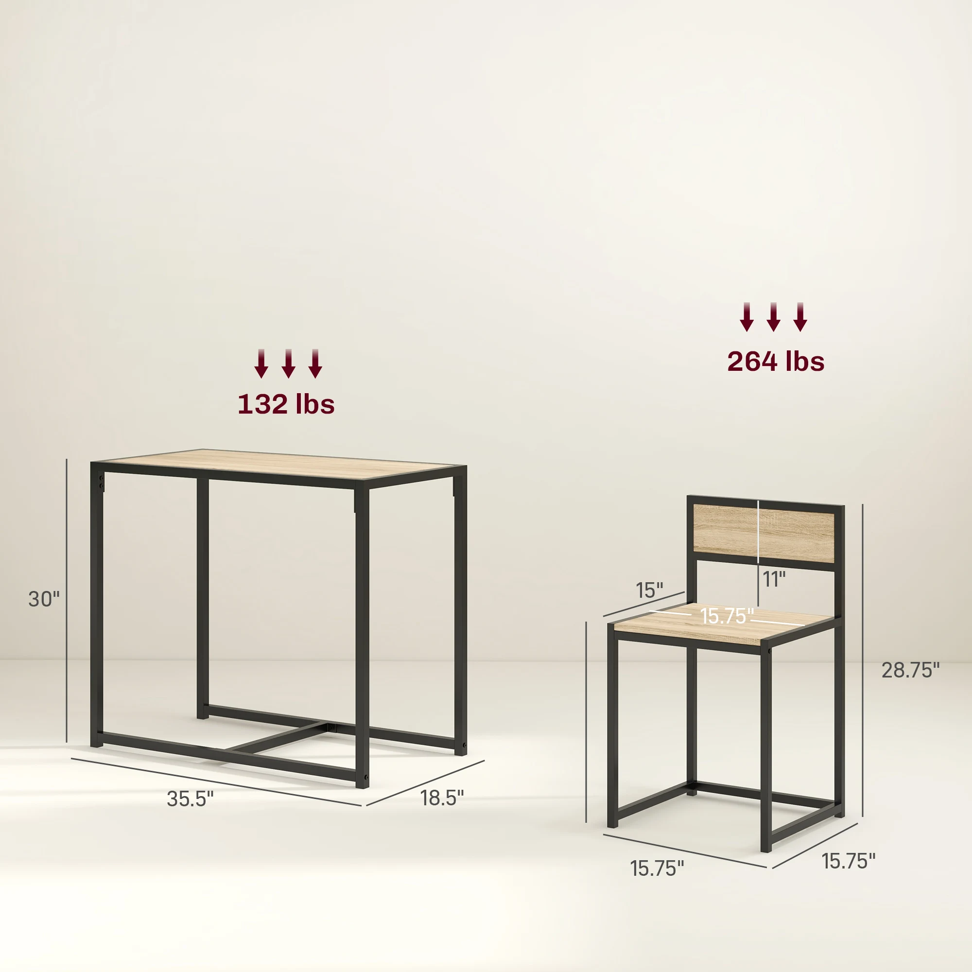 Homcom Small Dining Table Set showing stool tuck-under layout