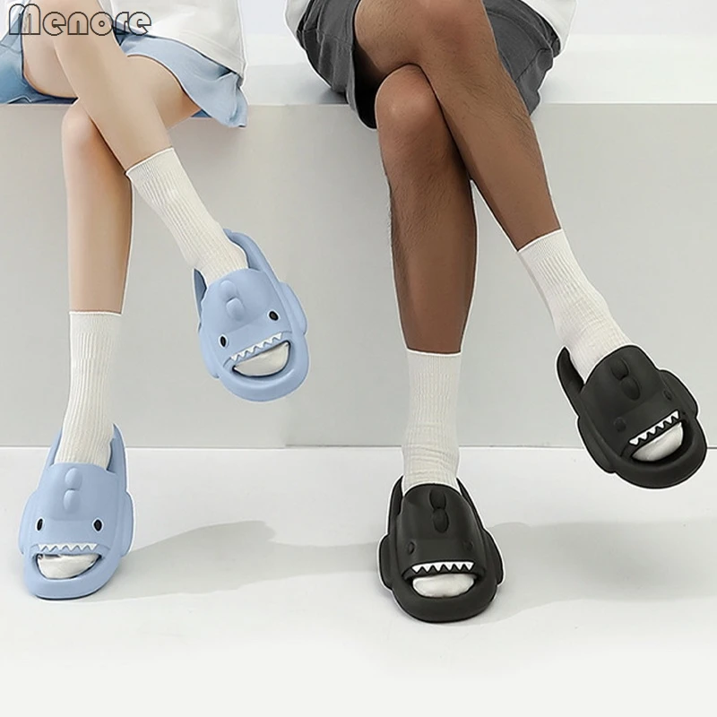 New Shark Slippers Women Summer Cartoon Shark Slides Sandals Soft Eva