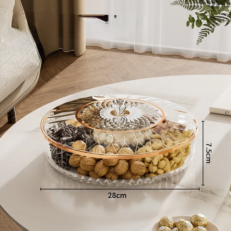 Snack Storage Box 360-degree Rotating Transparent Candy and Dried Fruit Storage Box Home Snack Tray Desktop Decor storage box storage tray rotating storage organizer