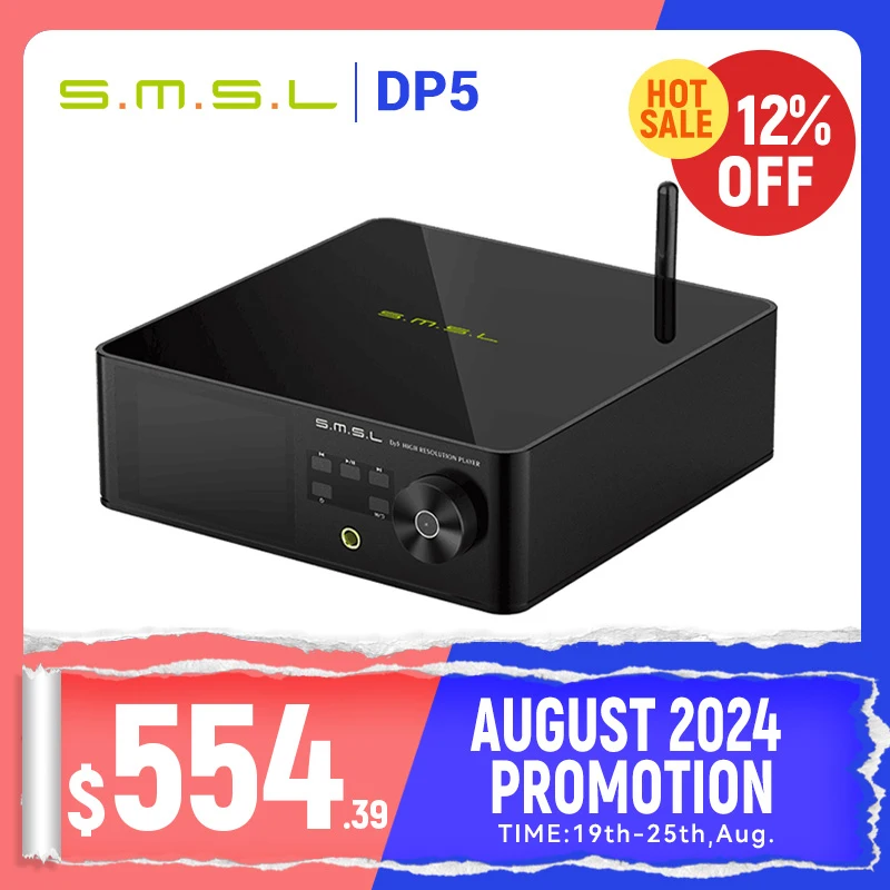 SMSL DP5 MQA Full Decoding HIFI Network Music Player ES9038Pro Streaming Playback DSD256 IIS USB Bluetooth Player