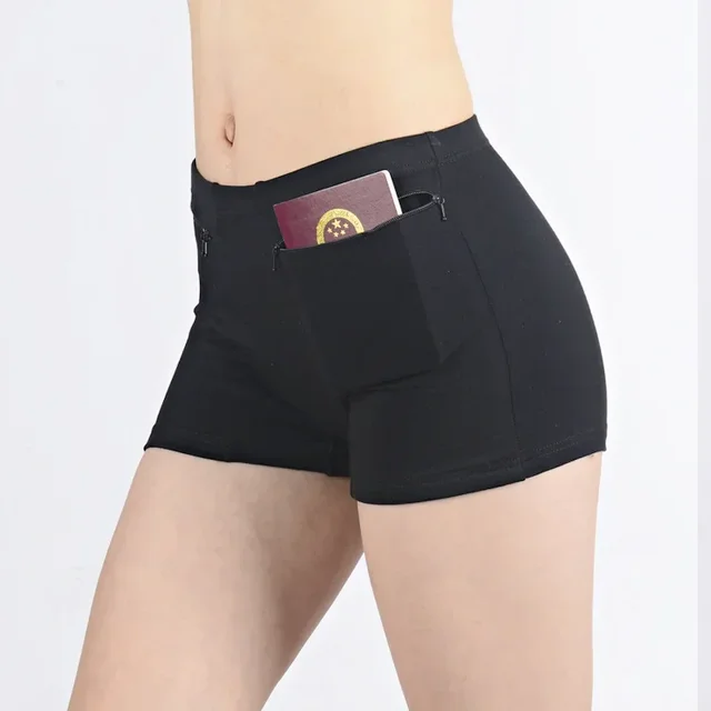 Pantaloni corti di sicurezza in cotone pieno Pantaloncini morbidi con tasche con cerniera Pantaloncini Intimo femminile traspirante antifurto da donna 4