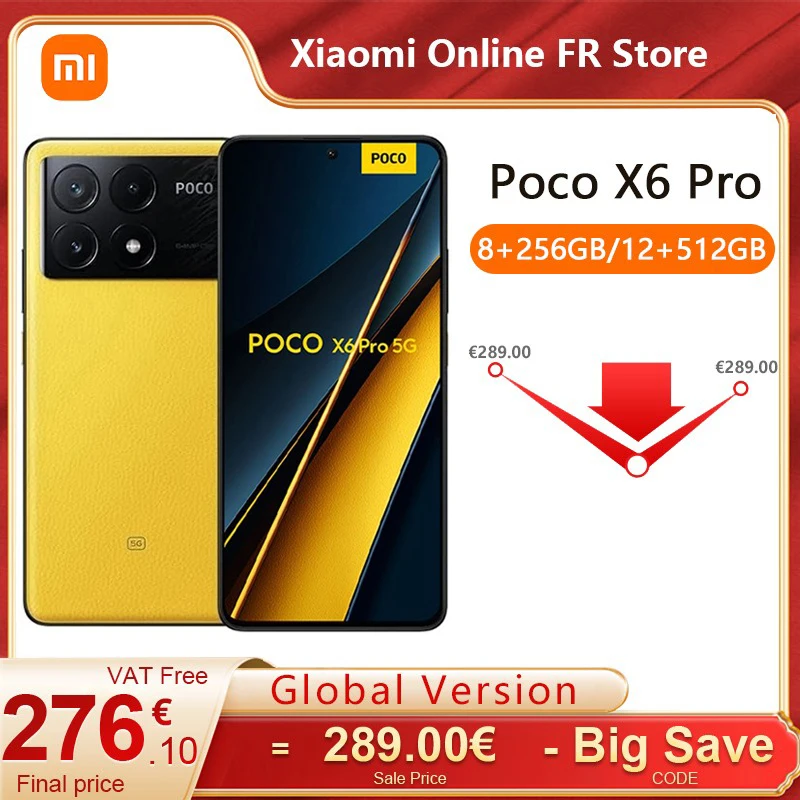 Globální varianta Xiaomi POCO X6 pro 5G MTK dimensity 8300-ultra 67W turbo nabíjení 64MP trojnásobný kamera OIS 120hz AMOLED 5100mah