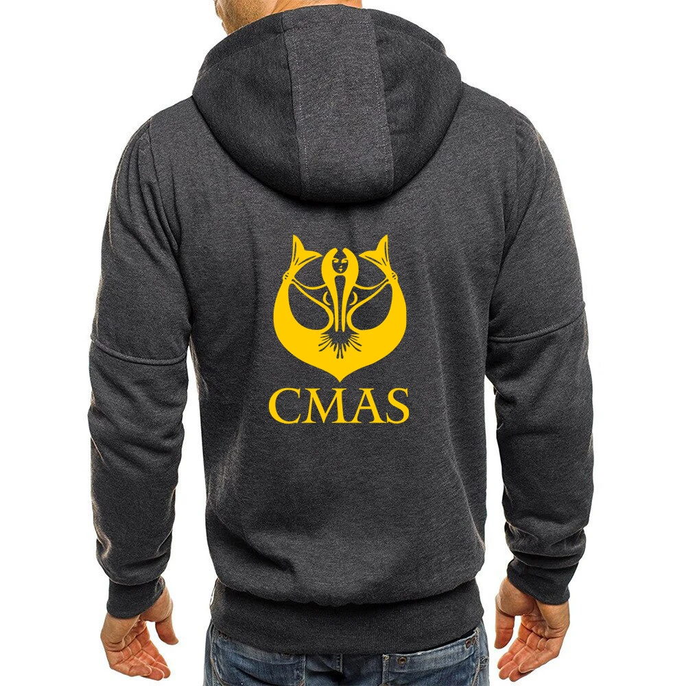 Diving CMAS Spring and Autumn Men's Tri-color hooded jacket leisure zipper sweatshirt sportswear fashion jacket jacket jacket