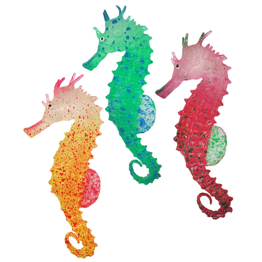 Aquarium Artificial Luminous Seahorse Decoration Fish Tank Fake Silicone Fluorescent Seahorse Landscape Ornaments Aquarium Decor fish tank ornaments fish tank decorations aquarium ornaments mini landscape ornaments