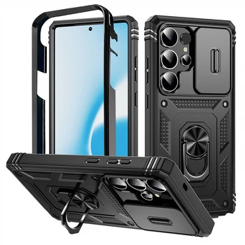 Heavy Duty Armor Phone Case For Samsung Galaxy S25 S24 S23 S22 S21 Ultra S20 FE Plus Note 20 Ultra Lens Protect Ring Stand Cover 1