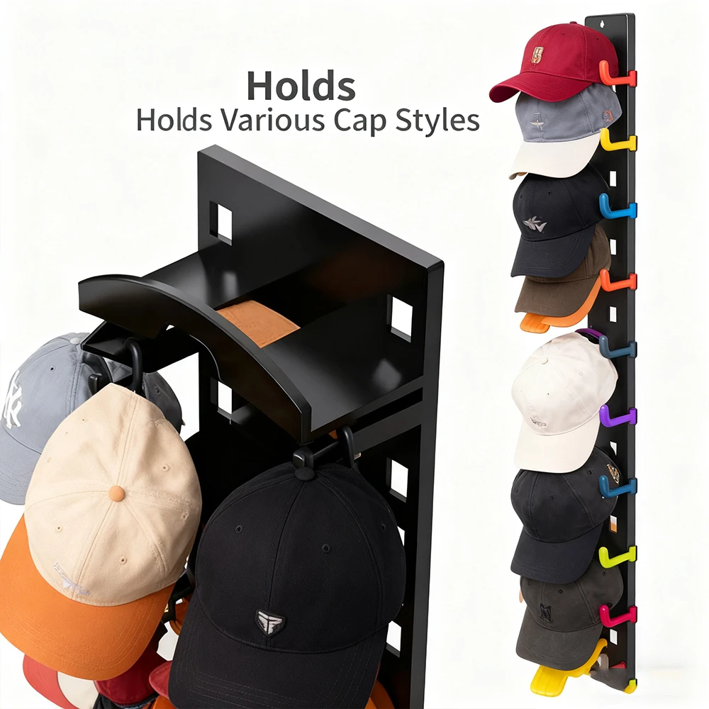 Hat Organizer for Baseball Caps with Built-in Spring Clips Adjustable Storage for Door/Closet Display Hat Racks Hanger