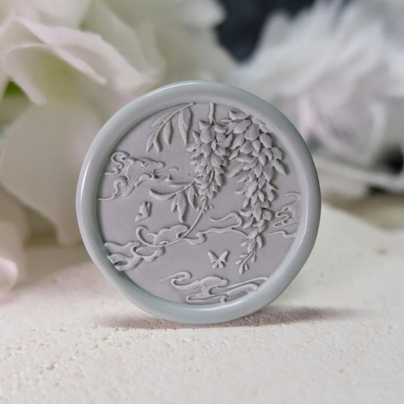 3cm Wisteria Fire Seal Stamp Copper Head Multi-Layer 3d Laser Relief Wax Seal Stamp Carved Brass Head Envelope Sealing