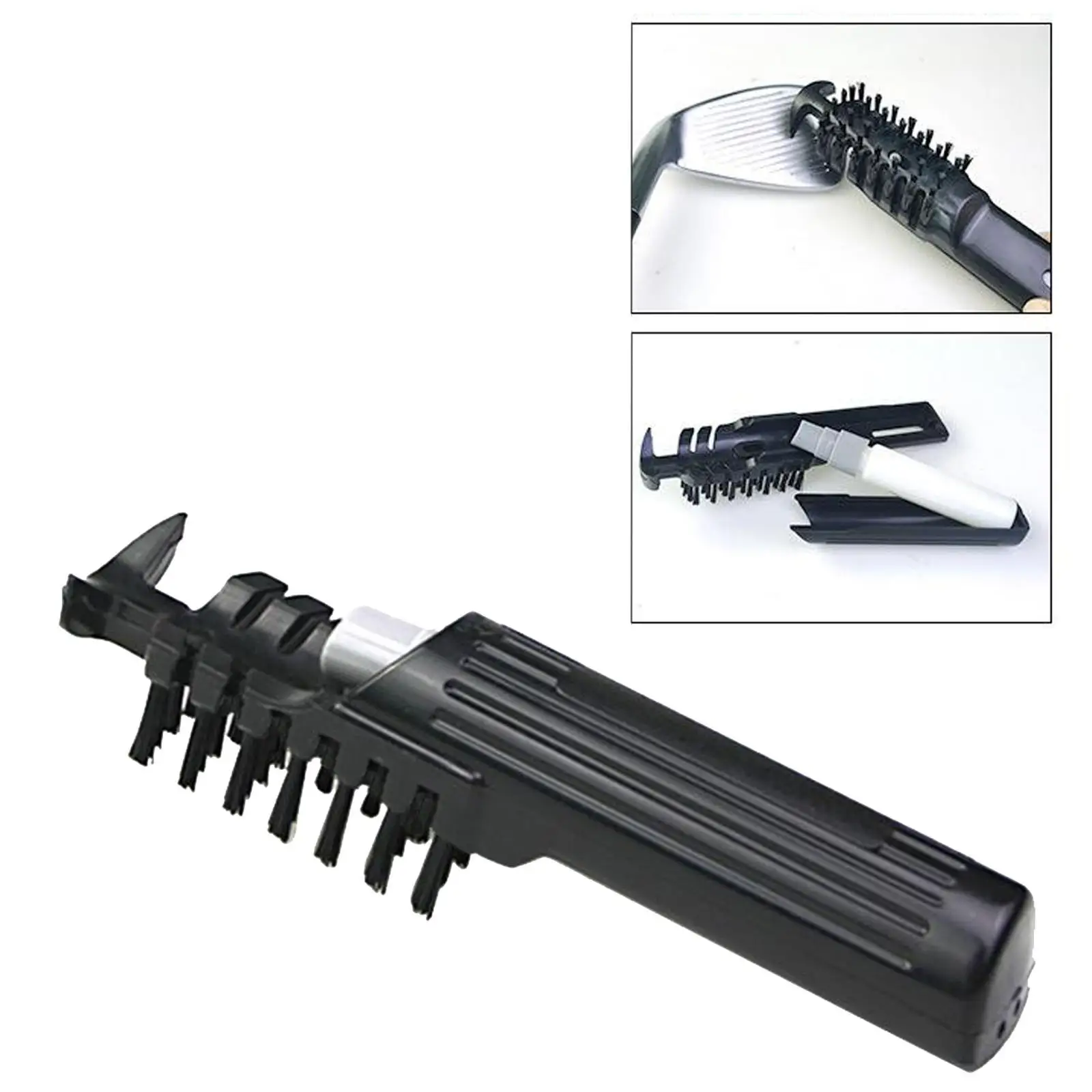 Portable Golf Club Groove Cleaning Brush with Water Spray Tube Nylon Bristles for Golf Ball Washer and Iron Sharpener