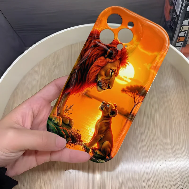 Lion King and Cub 3D Wave Soft TPU Phone Case Cover