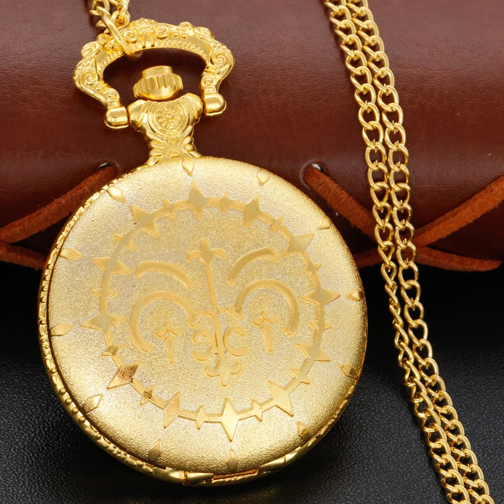 

Golden Pandora Magic Box Thorn Emblem Embossed Quartz Pocket Watch Retro Men's and Women's Necklace Pendant Clock Gift