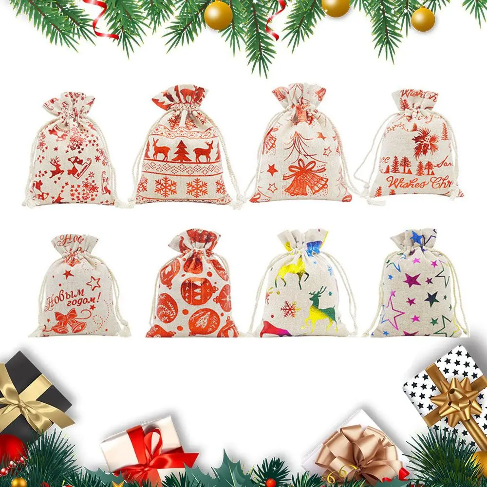 

Linen Gift Bag Kids Gifts Festival Decoration Santa Sack Drawstring Present Bags Christmas Stocking Christmas Gift Bag