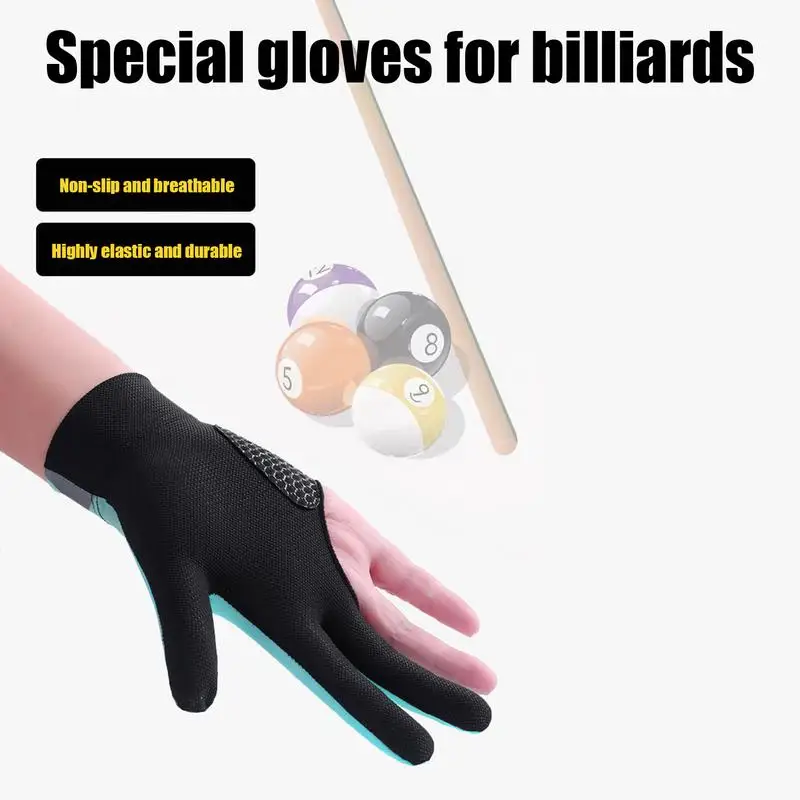 3 Finger Single Pool Gloves Non-Slip Pool & Billiards Gloves Breathable Wear-Resistant Cue Action Billiards Accessories