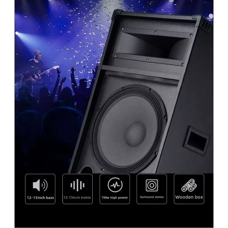 KYYSLB Dual 15 inch Outdoor Stage Sound System, High Power Wedding Meeting KTV Speaker, Professional Sound System