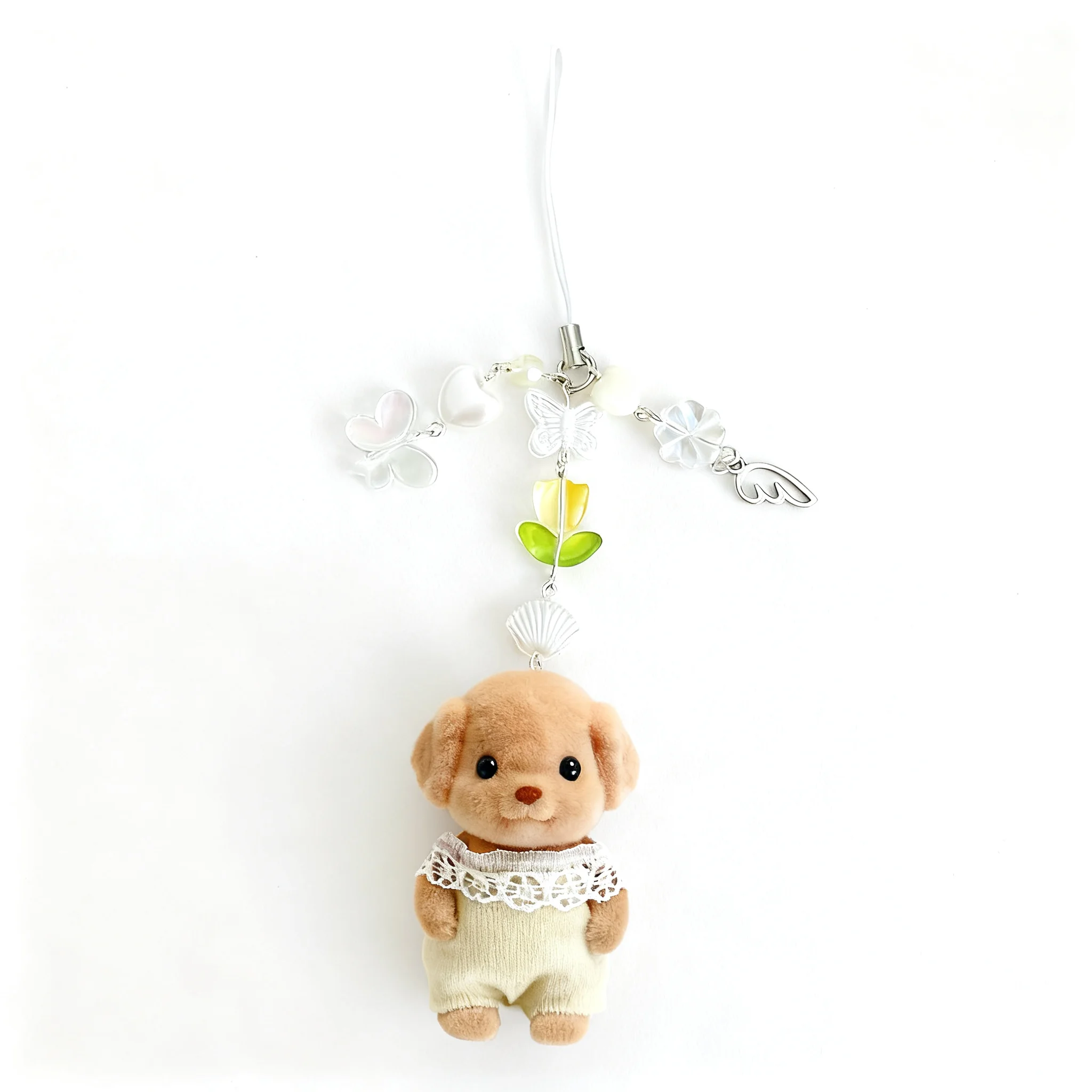 Handgemaakte Baby Bunny Rabbit Animal Critter Beaded sleutelhanger telefoon charme