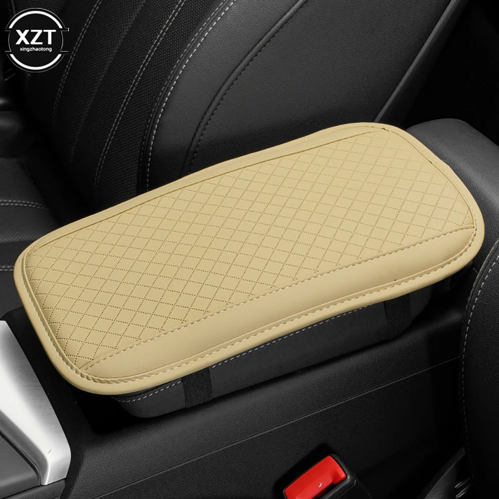 Napa Leather and Memory Foam Car Armrest Box Booster Cushion Universal Center  Console Armrest Cushion for Added Support for Hand