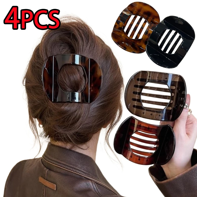 Neue flache Haarspangen: Koreanische Haaraccessoires aus Acetat für Damen – Löffel-Krabben-Haarspange, Leoparden-Haarspange, schlichte Kopfbedeckung