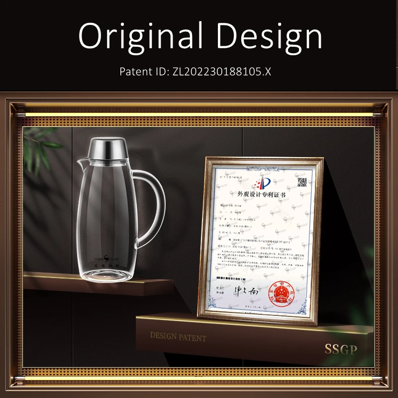 LFGB Certificated High Hardness High-Borosilicate Glass Water Kettle Transparency Bottle -20℃ to 400℃ Resistant 2L Canteen Ewer