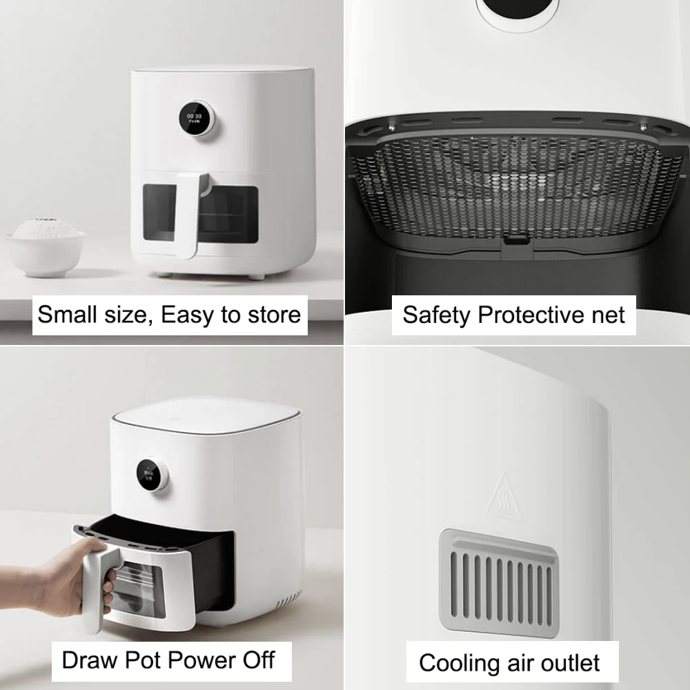 Original Xiaomi Mijia Smart Electric Air Fryer 3.5L OLED Screen Oil-less  Oven Mi Air Frying Pan360°Baking Mijia App Control 220V