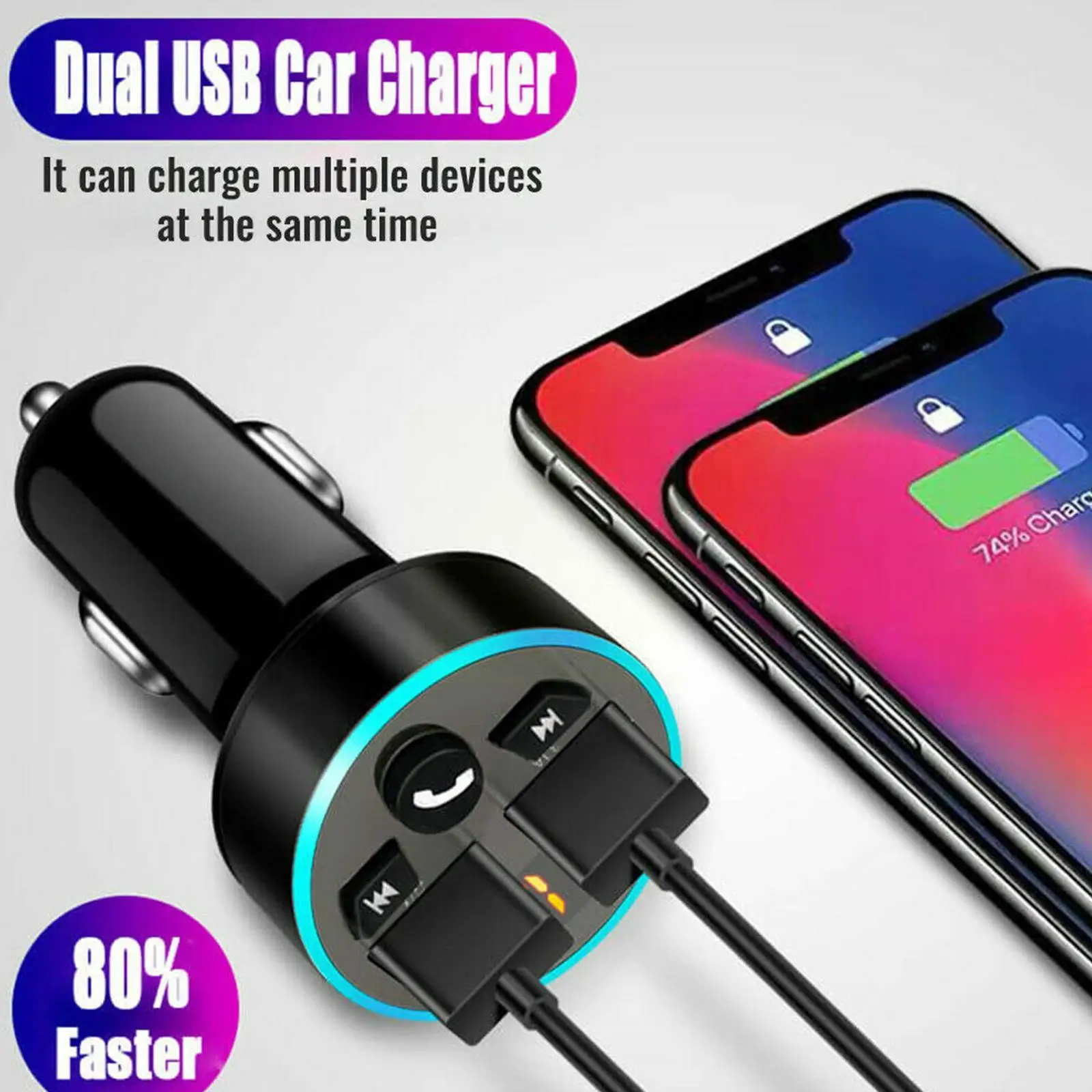 BT Fm ⷹ 2 Ʈ QC3.0   ڵ MP3 ÷̾ ű, 3.1A FM DC12-24V ,  I2J3, 1 