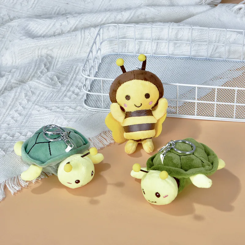 

New 12cm Cute Cartoon Animals Turtle Bee Doll Stuffed Soft Doll Keychain Weird Turtle Honey Plush Pendant Cute Trendy Key Doll