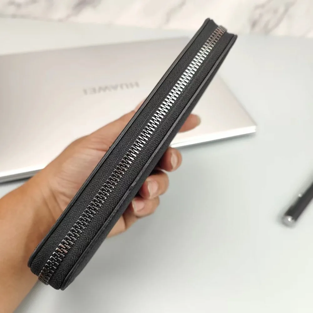 Men Long Zipper Wallet Large Capacity Multi-card Business Canvas Hand-held Wallet Urban Simple Style Daily Match