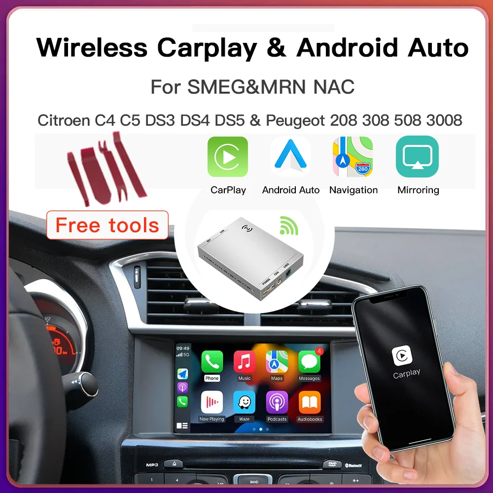 Wireless Apple Carplay Decoder Automatico Android Per Peugeot 308 Seg, 508,C5,C4,C3 Sega .3008 + Picasso Ds4 Ds3 Citroen C4 Cactus Anno