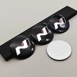 4 - Piece Aluminum Car Wheel Center Stickers Hub Cap Decals 56mm (4pcs N Silver Black)