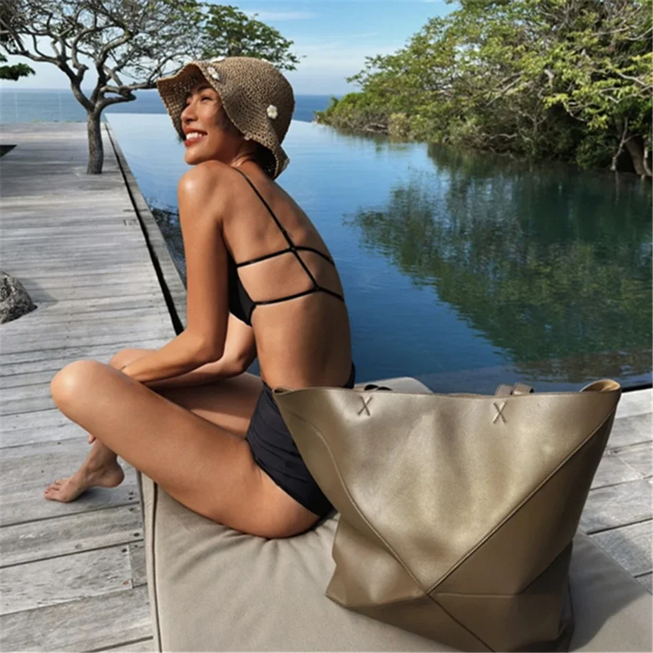 

Puzzle Fold Tote For Women Real Leather High Quality Handbags New Luxury Design Bags