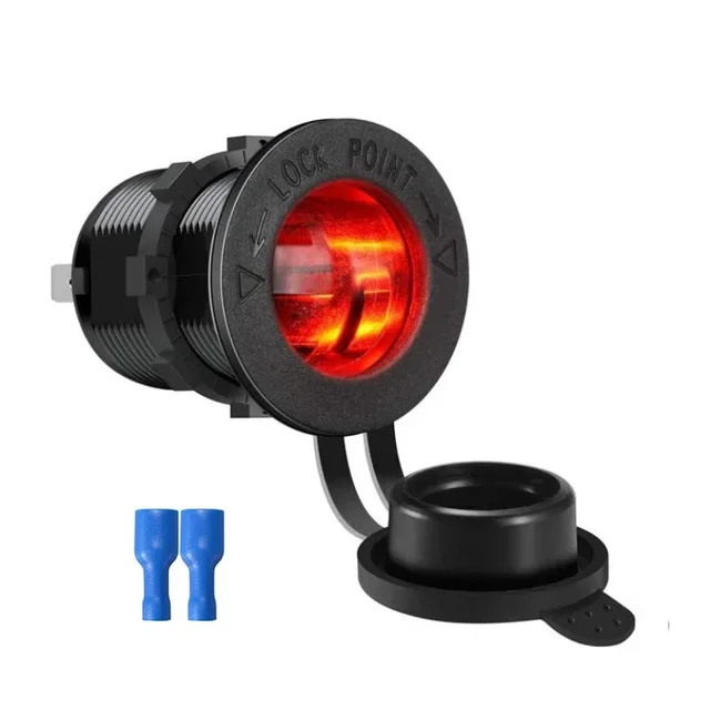 Presa Accendisigari Auto 12V - Doppia Spina Con Fusibile 15A E Cavo 40cm - Impermeabile Per Auto, Barca, Camper, ATV - 2