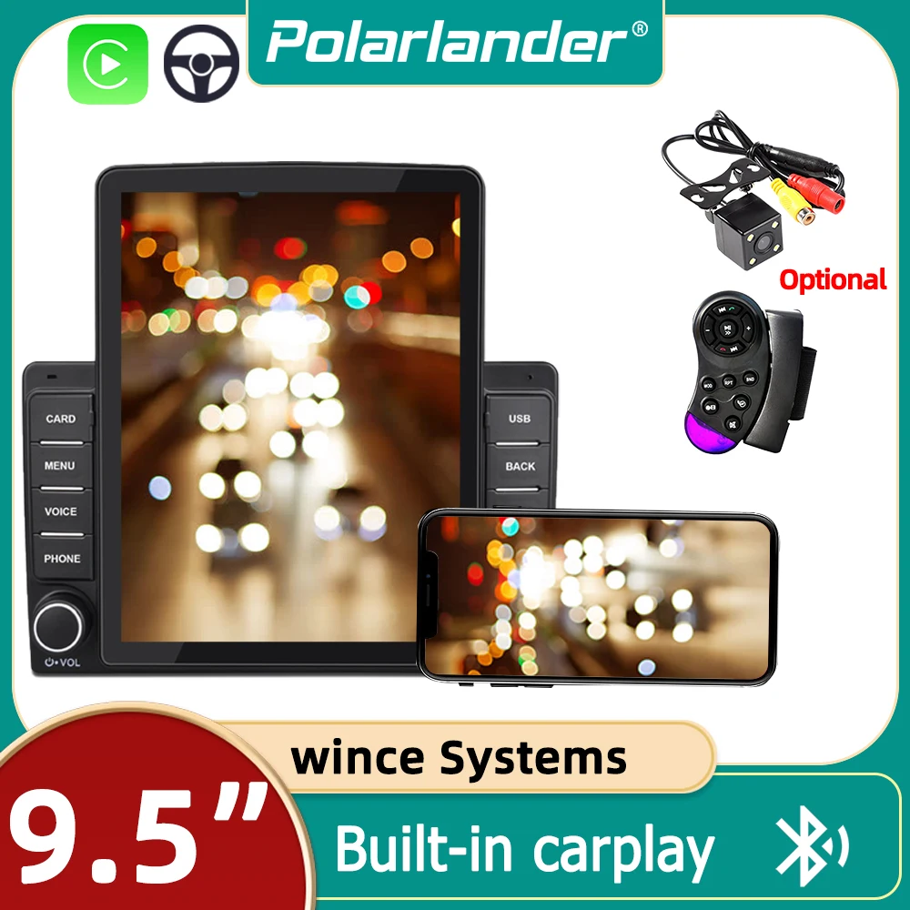 

2 DIN 9.5'' Bluetooth Carplay, Android Auto Dual USB ​IPS Capacitive Touch Screen Car Stereo 4*45W MP4/MP5 Car Multimedia Player