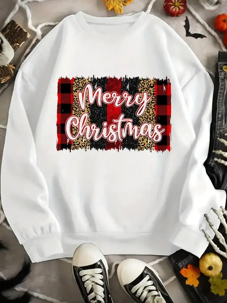 

Свитшот в стиле 90-х с леопардовыми буквами, рождественские и новогодние праздничные пуловеры, графическая модная повседневная женская одежда с принтом