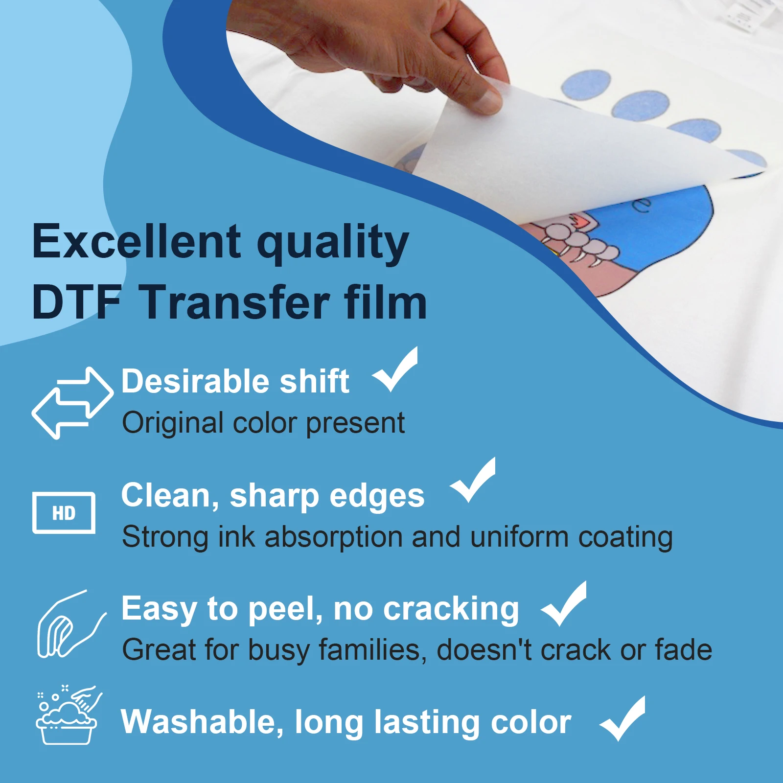 100Pcs DTF 전사 필름 A4 크기 PET 전사 용지 인쇄 가능한 PET 필름 시트 투명 전사 시트 전사 용지 프린터 DTF