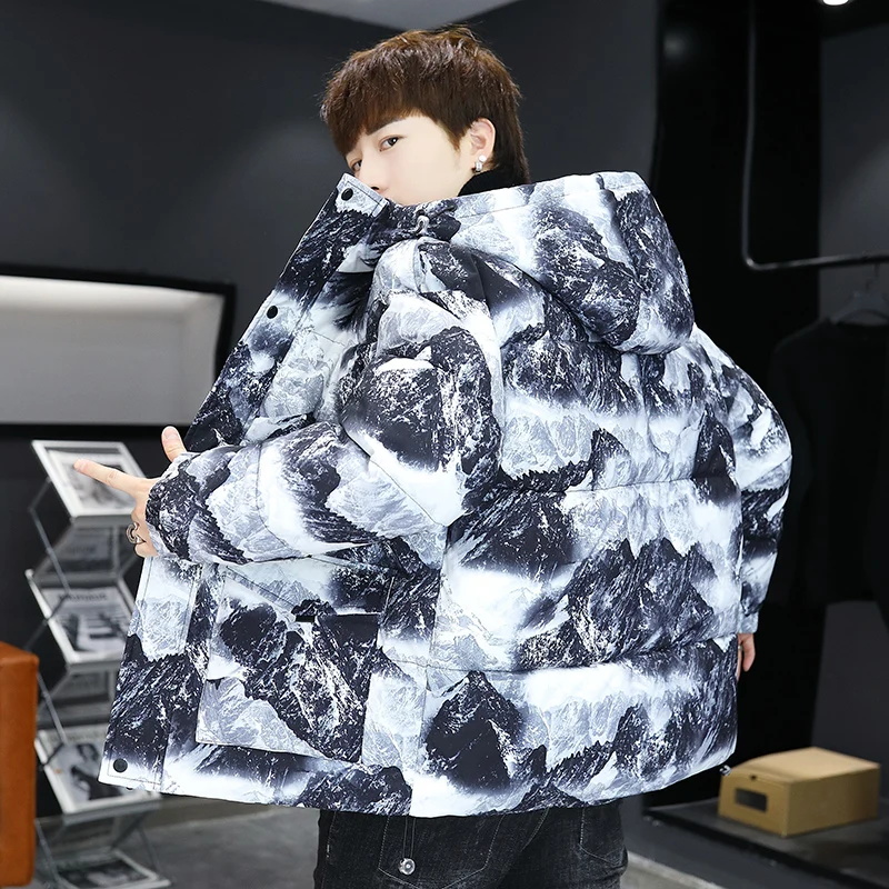 Fashion 2023 Autumn Winter Cotton-Padded Jackets Outdoor Men's Warm Down Coats Snow Mountain Thick Parkas Streetwear Top Clothes