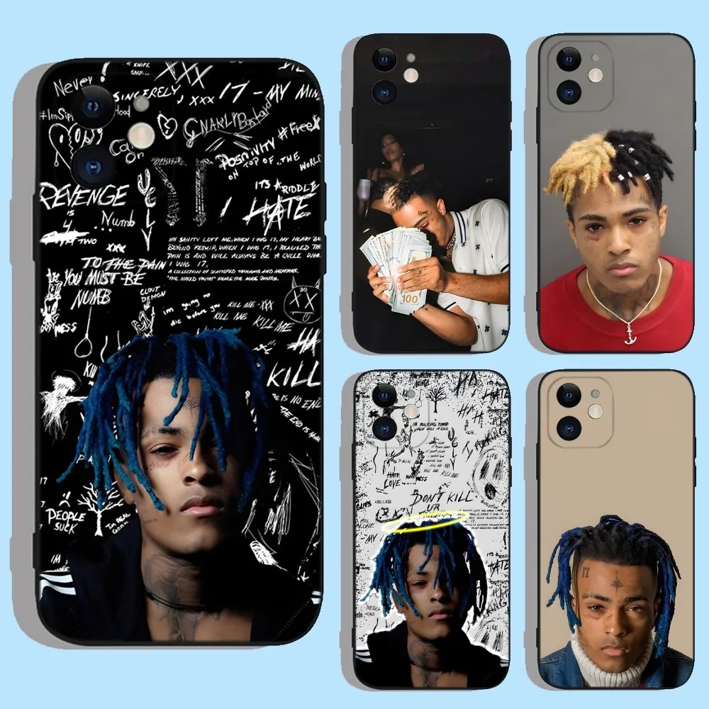 X-Xxxtentacions 17 Custodia Per Telefono Rapper Per Apple Iphone 15,14,13,12,11,Xs,Xr,X,8,7,Pro,Max,Plus,Mini Cover Nera In Silicone