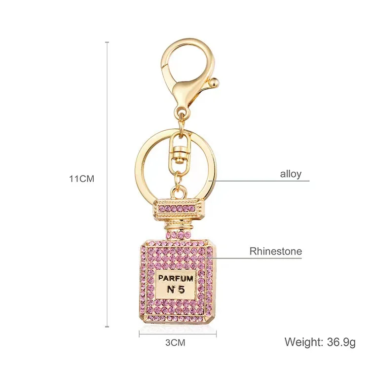 Jewelry Rhinestone Crystal 3 Colors perfume Bottle Shape Pendant Keychain  Gifts Car Handbag Key Holder Party Gifts
